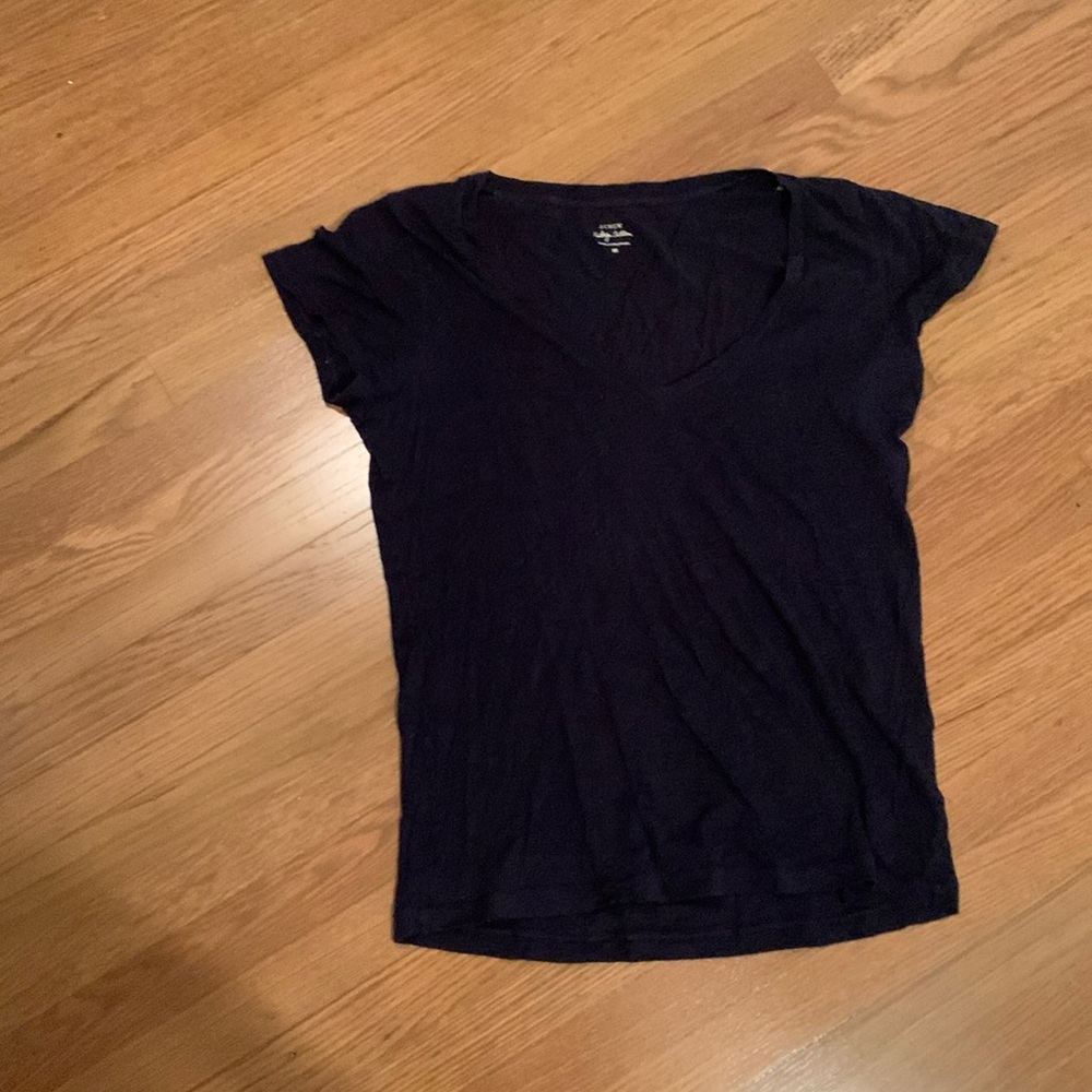 J crew whisper all cotton v-neck tee medium navy midnight blue
